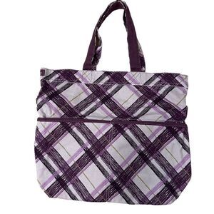 Thirty One ~ Purple Plaid Retro Metro Foldover Bag ~ convertible bag ~ multi use